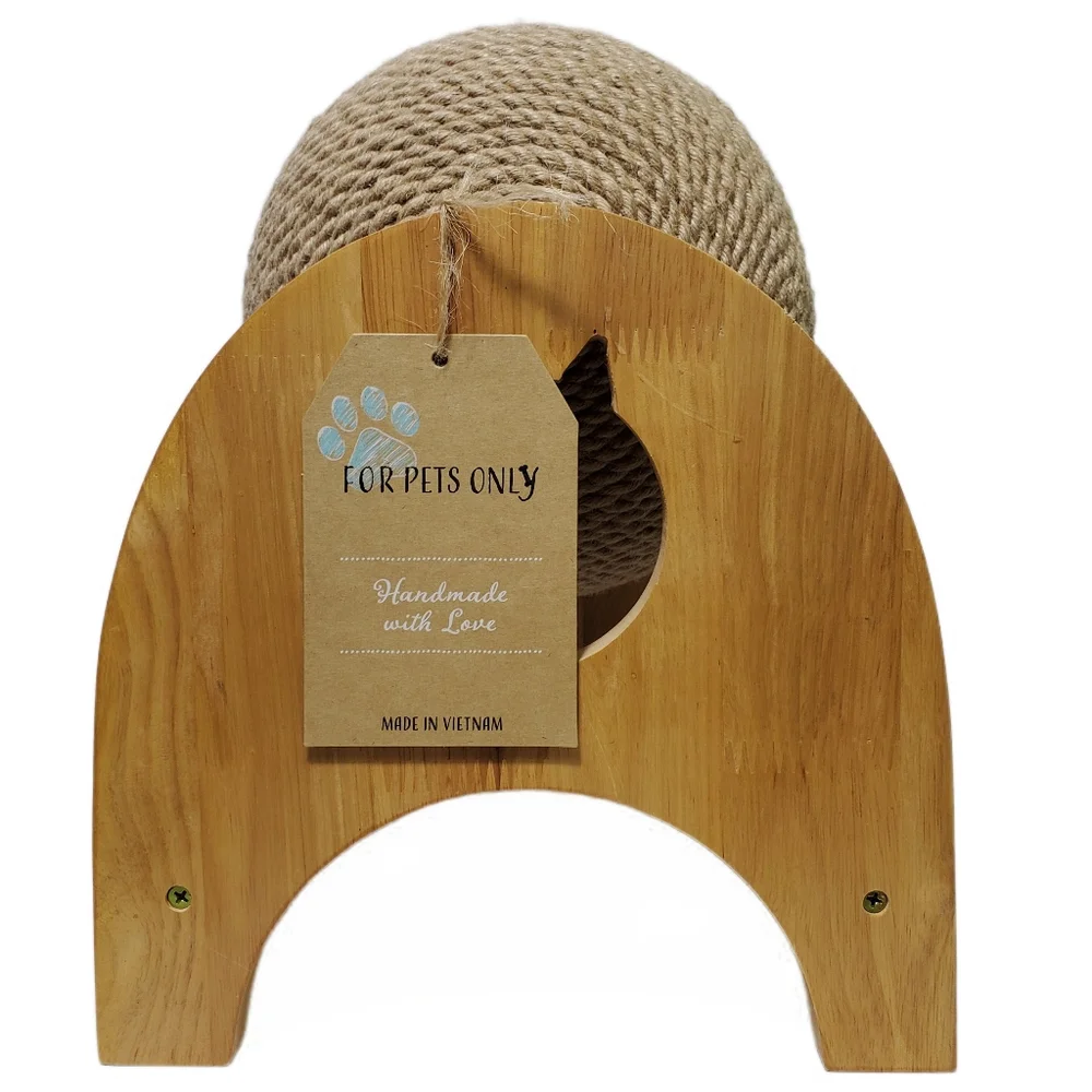 Pets Cat Kitten Home Natural Wood Jute Scratcher Active Ball Animal Pet Toy